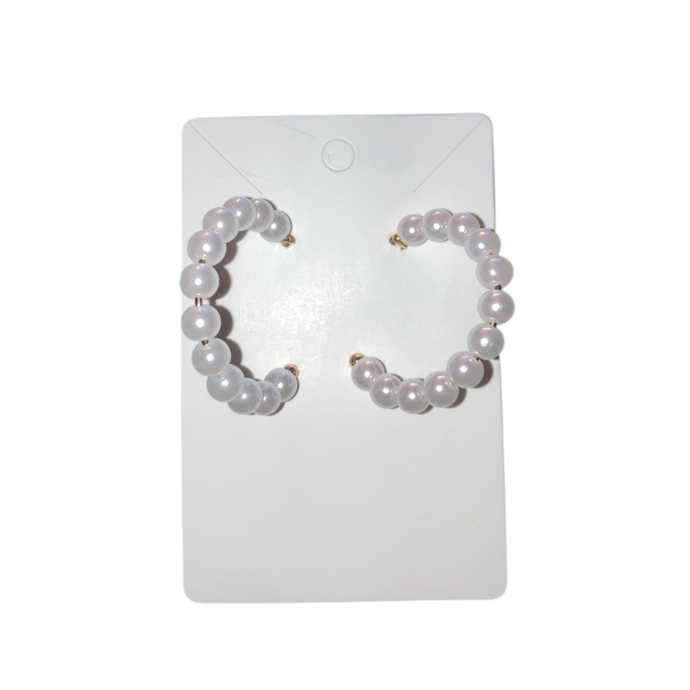 ✨3 for $15✨ Faux Pearl and Gold Half-Hoop Earrings